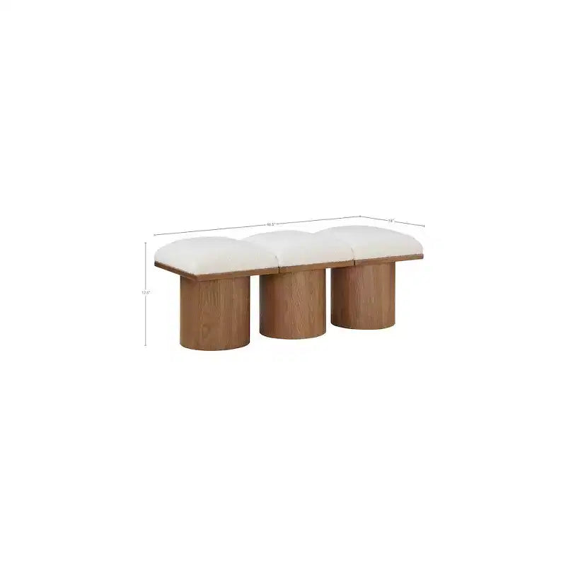 Meridian Furniture, Banc en Tissu Bouclé Crème Pavilion