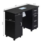 Table à ongles professionnelle noire Karlhome avec ventilateur et 4 tiroirs