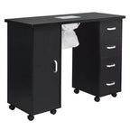 Table à ongles professionnelle noire Karlhome avec ventilateur et 4 tiroirs