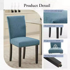 Lot de 2 chaises de salle à manger, chaises rembourrées pour salle à manger, chaises de cuisine en tissu avec pieds en bois cloutés et coussin rembourré, pour salon