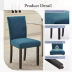 Lot de 2 chaises de salle à manger, chaises rembourrées pour salle à manger, chaises de cuisine en tissu avec pieds en bois cloutés et coussin rembourré, pour salon
