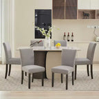 Lot de 2 chaises de salle à manger, chaises rembourrées pour salle à manger, chaises de cuisine en tissu avec pieds en bois cloutés et coussin rembourré, pour salon