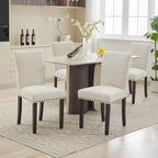 Lot de 2 chaises de salle à manger, chaises rembourrées pour salle à manger, chaises de cuisine en tissu avec pieds en bois cloutés et coussin rembourré, pour salon