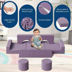 Canapé modulable GustoWave pour enfants avec housses en velours lavables, 13 pièces, château fort, canapé convertible en mousse pour enfant