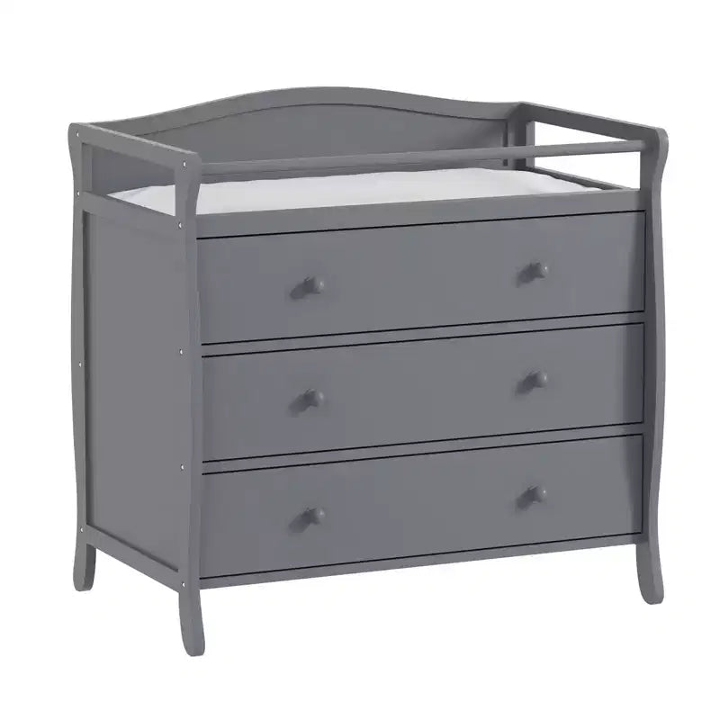Table à langer à 3 tiroirs, table à langer en bois, commode à langer pour bébé avec 3 tiroirs, barrière de sécurité et sangle pour chambre à coucher, chambre de bébé