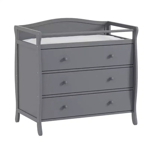 Table à langer à 3 tiroirs, table à langer en bois, commode à langer pour bébé avec 3 tiroirs, barrière de sécurité et sangle pour chambre à coucher, chambre de bébé