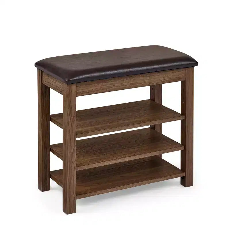 Banc de rangement avec coussin, banc à chaussures avec rangement caché, organiseur de chaussures à 3 niveaux pour entrée - ModernLuxe