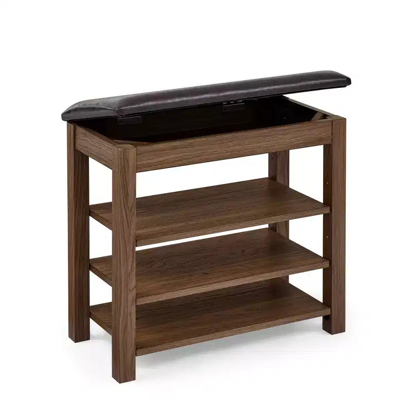 Banc de rangement avec coussin, banc à chaussures avec rangement caché, organiseur de chaussures à 3 niveaux pour entrée - ModernLuxe