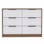 Commode Okak moderne 6 tiroirs 2 tons avec 4 tiroirs à extension complète et 2 armoires abattantes, organisateur de chambre rectangulaire