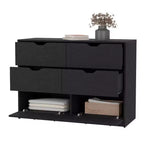 Commode Okak moderne 6 tiroirs 2 tons avec 4 tiroirs à extension complète et 2 armoires abattantes, organisateur de chambre rectangulaire