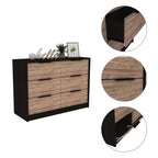 Commode Okak moderne 6 tiroirs 2 tons avec 4 tiroirs à extension complète et 2 armoires abattantes, organisateur de chambre rectangulaire