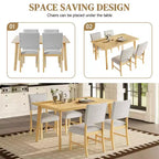 MAYEERTY Ensemble de salle à manger 5 pièces style ferme, table en bois massif et 4 chaises, finition bois naturel vieilli