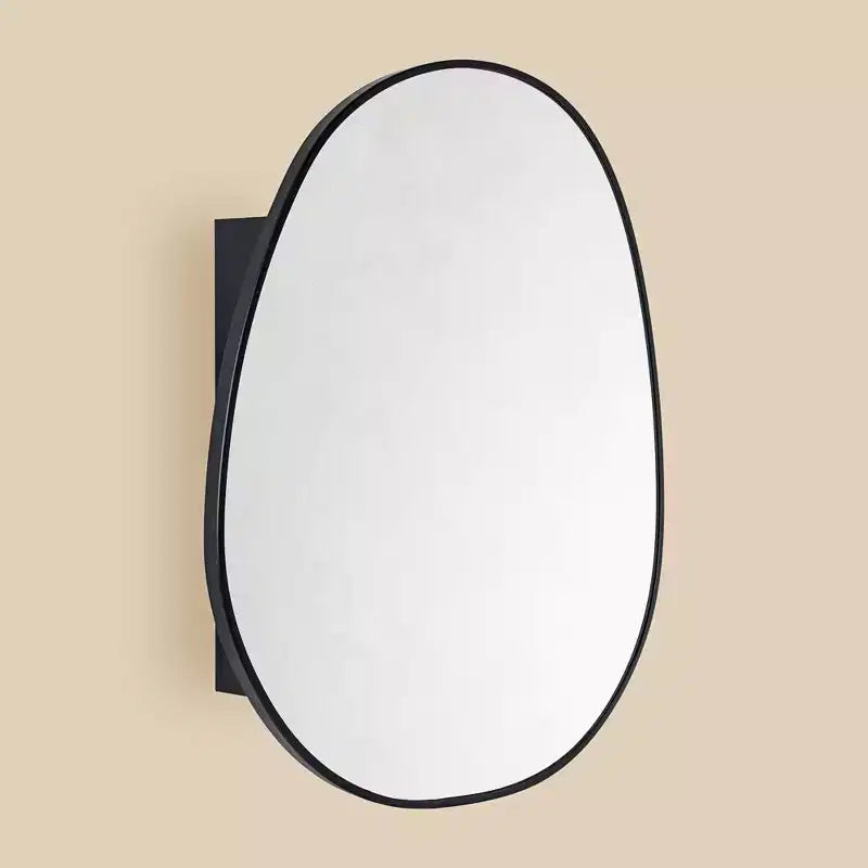 TEHOME Casa Surface Mount Black Bathroom Medicine Cabinet with Mirror, Irregular Asymmetrical Silvered Glass with Adjustable Tempered Glass Shelves