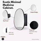 TEHOME Meuble de salle de bain mural noir avec miroir, verre argenté asymétrique irrégulier avec étagères réglables en verre trempé