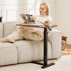 Table de lit mobile réglable avec roulettes, bureau d'ordinateur portable roulant et table debout mobile pour la maison et l'hôpital - 27,5 x 15,7 x 43,3 (marron)