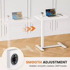 Table de lit mobile réglable avec roulettes, bureau d'ordinateur portable roulant et table debout mobile pour la maison et l'hôpital - 27,5 x 15,7 x 43,3 (blanc)