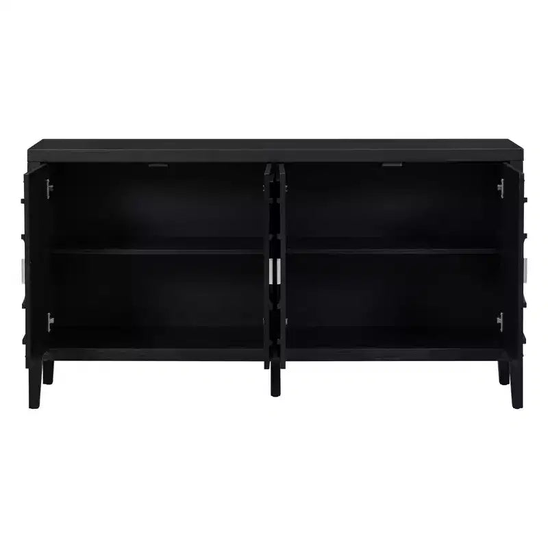 MAYEERTY Buffet Rétro Porte avec Rainure Circulaire Poignée de Porte Ronde en Métal pour Entrée Salle à Manger Noir