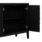 MAYEERTY Buffet Rétro Porte avec Rainure Circulaire Poignée de Porte Ronde en Métal pour Entrée Salle à Manger Noir