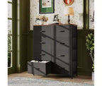 Dresser Tower with 8 Drawers  Tall Fabric Storage Organizer for Bedroom, Closet, Dorm & Hallway  Double Chest Unit, Black and Rustic Brown