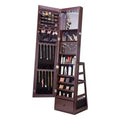 VEVOR Mirror Jewelry Cabinet, 360 Swivel Standing Mirror with Storage, Lockable Jewelry Mirror Organizer with Full Length Mirror, Brown