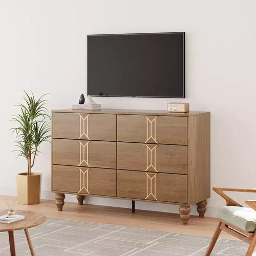 Commode à 6 tiroirs pour chambre à coucher, commode en bois moderne avec tiroirs profonds, commode pour salon, couloir, entrée
