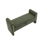 Banc de bout de lit moderne TUYOHW avec accoudoirs et rangement, grand repose-pieds rembourré, banc de fenêtre confortable pour le salon, vert olive