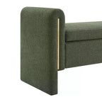 Banc de bout de lit moderne TUYOHW avec accoudoirs et rangement, grand repose-pieds rembourré, banc de fenêtre confortable pour le salon, vert olive