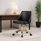 Chaise de bureau pivotante à roulettes réglable en hauteur HomeRoots en similicuir noir et or