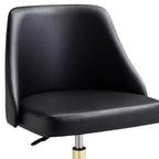 Chaise de bureau pivotante à roulettes réglable en hauteur HomeRoots en similicuir noir et or