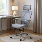 Chaise de bureau pivotante et roulante à hauteur réglable HomeRoots grise et argentée