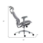 Chaise de bureau pivotante et roulante à hauteur réglable HomeRoots grise et argentée