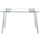 Okak Table de salle à manger moderne rectangulaire en verre pour cuisine, salon, salle à manger