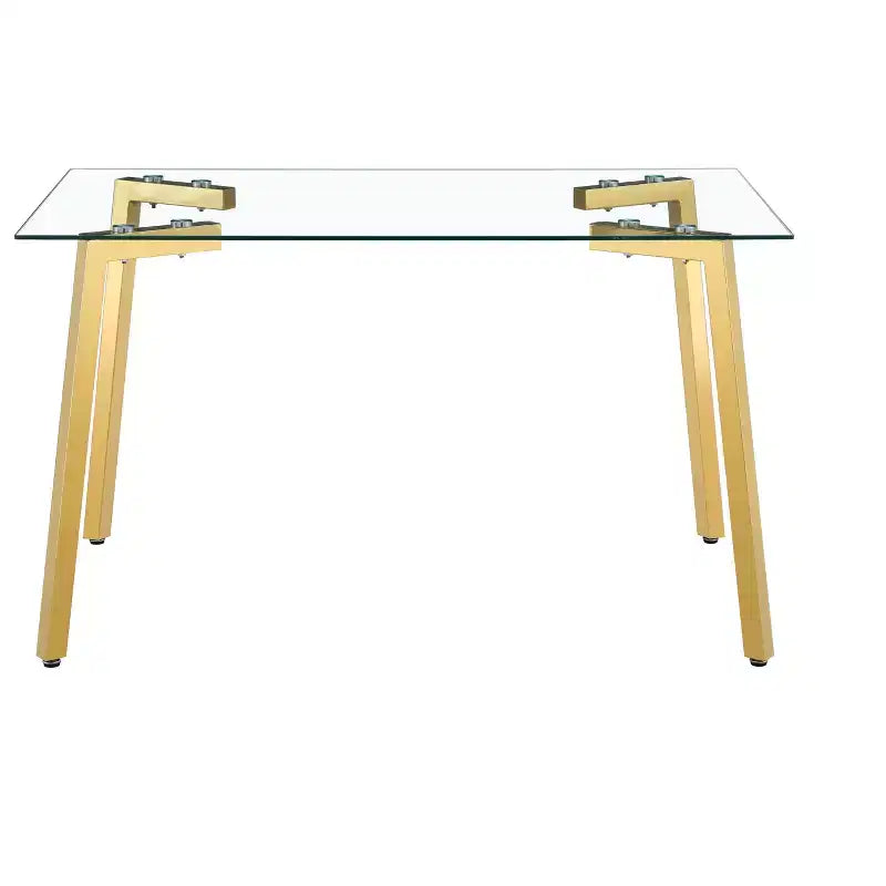Okak Table de salle à manger moderne rectangulaire en verre pour cuisine, salon, salle à manger