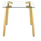 Okak Table de salle à manger moderne rectangulaire en verre pour cuisine, salon, salle à manger