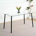 Okak Table de salle à manger moderne rectangulaire en verre pour cuisine, salon, salle à manger