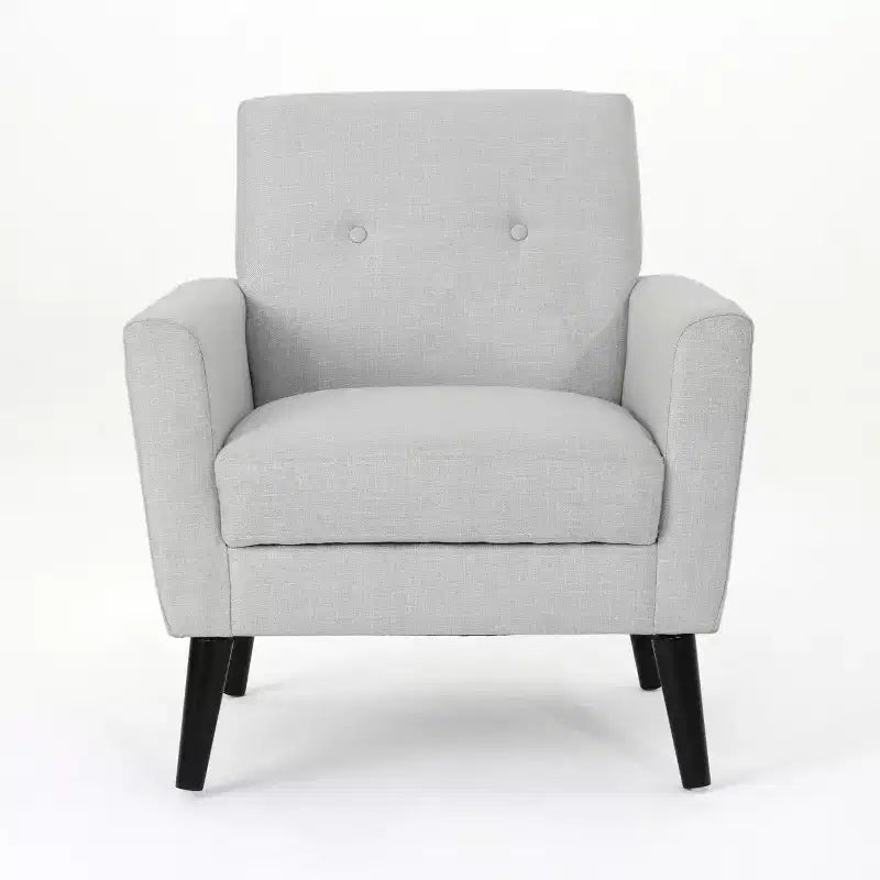 GDFStudio Teche Fauteuil club capitonné en tissu, style Mid-Century Modern, avec pieds évasés