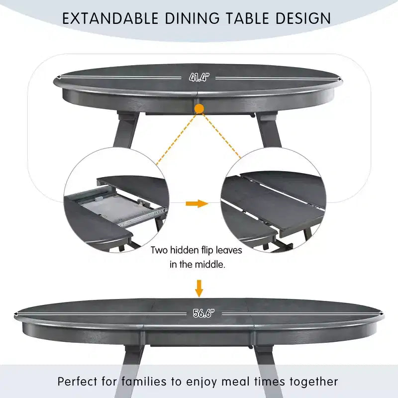 Okak Table à Manger Ronde Extensible, Table à Manger en Bois Moderne Mid-Century pour 4 à 6 Personnes, pour Salle de Réunion, Salon