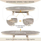 Okak Table à Manger Ronde Extensible, Table à Manger en Bois Moderne Mid-Century pour 4 à 6 Personnes, pour Salle de Réunion, Salon