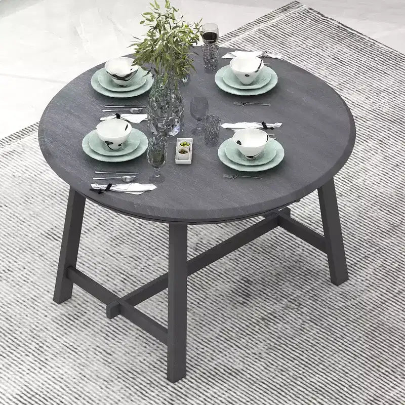 Okak Table à Manger Ronde Extensible, Table à Manger en Bois Moderne Mid-Century pour 4 à 6 Personnes, pour Salle de Réunion, Salon