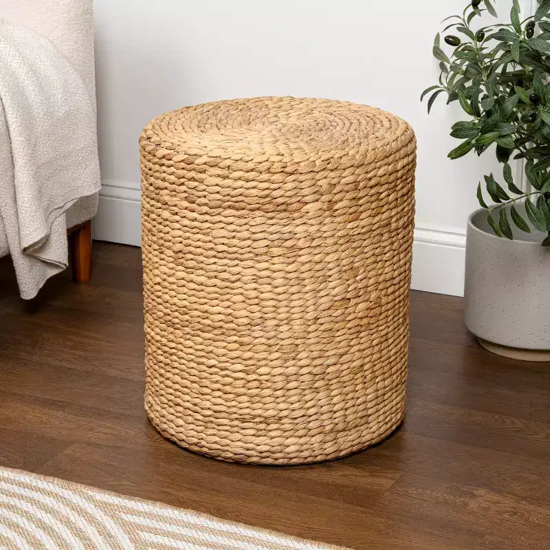 Tabouret moderne tressé en jacinthe d'eau JONATHAN Y Zoey Coastal