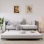 Lit de repos double en métal GustoWave avec lit gigogne pliant, lit de repos peu encombrant