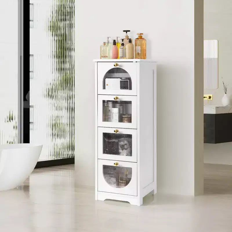 Meuble de Salle de Bain Fin sur Pied - Petit Organisateur de Rangement avec Tiroirs, 30 x 30 x 84 cm
