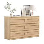Commode en rotin à 6 tiroirs - Meuble de rangement en bois mince, Organisateur autoportant pour chambre et entrée