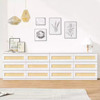 Commode en rotin à 6 tiroirs - Meuble de rangement en bois mince, Organisateur autoportant pour chambre et entrée