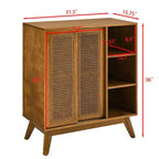 Bahut moderne en rotin Okak avec rangement multicouche, buffet de café en bois massif pour cuisine/entrée/salle à manger/salon