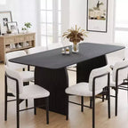 67 Farmhouse Rectangle Black Dining Table for 4-6 People with Round Arched Table Legs for Dining Room and Living Room