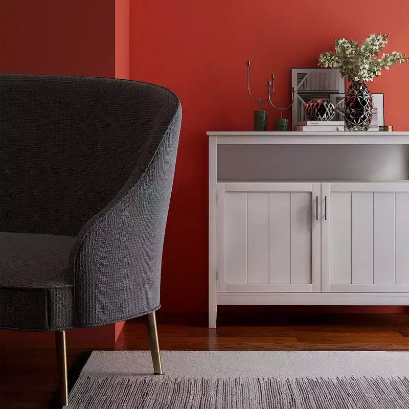 Buffet de cuisine Okak avec rangement, enfilade de cuisine avec 1 étagère ouverte et 1 étagère réglable, table console d'appoint pour salon/salle à manger