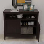 Buffet de cuisine Okak avec rangement, enfilade de cuisine avec 1 étagère ouverte et 1 étagère réglable, table console d'appoint pour salon/salle à manger