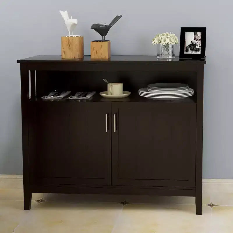 Buffet de cuisine Okak avec rangement, enfilade de cuisine avec 1 étagère ouverte et 1 étagère réglable, table console d'appoint pour salon/salle à manger