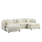 Canapé modulable en U Mjkone 113'', canapé nuage à 5 places avec 2 poufs, canapé-lit moderne en chenille avec assise profonde